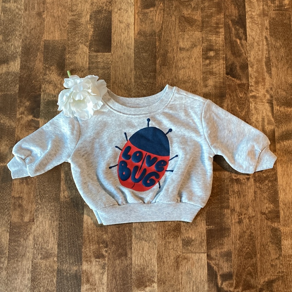 NEW Old Navy Baby Lady Bug Grey Sweatshirt 0-3 Months